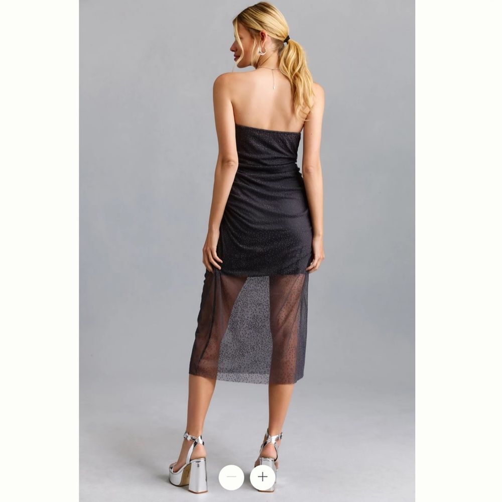 Anthropologie Sheer Ruched Shimmer Dress - Picture 3 of 3